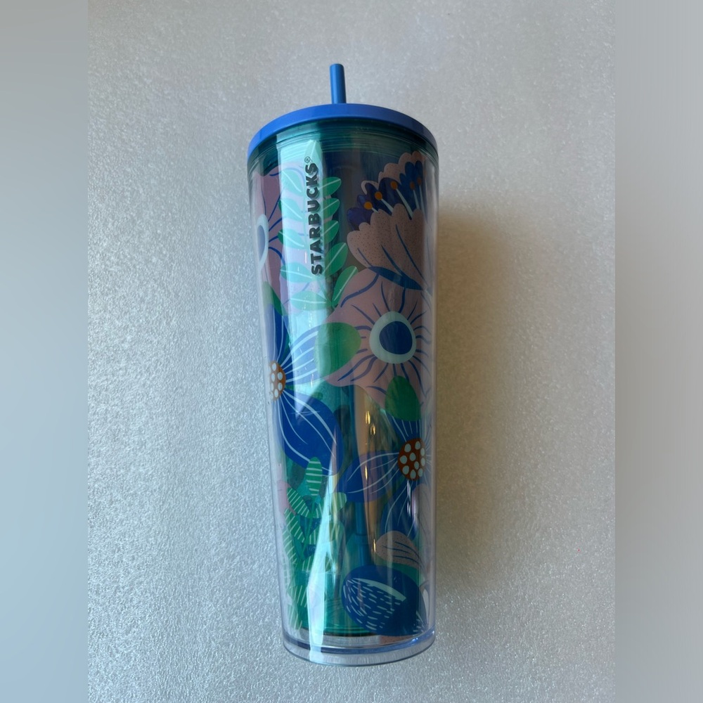 Starbucks blue, green and pink floral tumbler